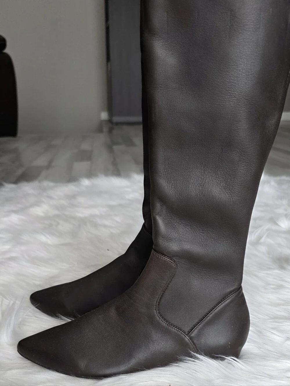 Leon Max Over-the-Knee Brown Fine Genuine Leather-Look Women's Boots